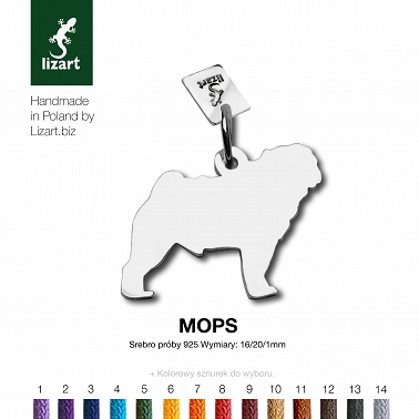 Mops zawieszka biżuteria piesek (z serduszkiem lub bez)