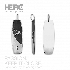 Kite surf kiteboard pendant necklace keychain large black label