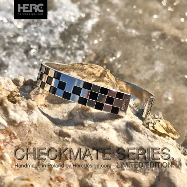 Limited edition silver chessboard bracelet (checkmate series)