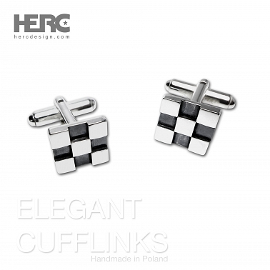 Cufflinks silver chessboard