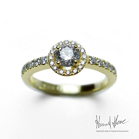 Ekskluzywny złoty pierścionek z brylantami 0,536CT w stylu Halo (kuty)