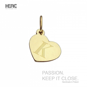 Gold heart with a letter of your choice, 585 fineness (with engraving option)