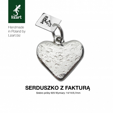 Serduszko zawieszka, wisiorek (z fakturą)